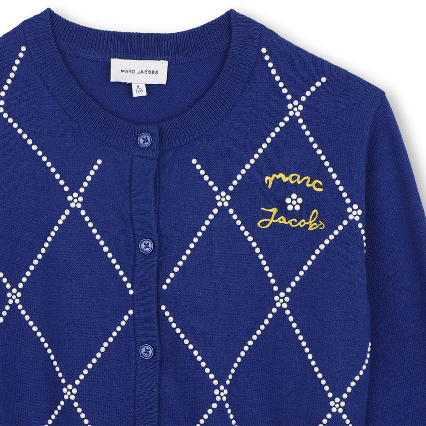 Navy Diamond Knit Cardigan