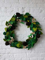 Hand Felted Wool Wreath Cream Berries - 20"