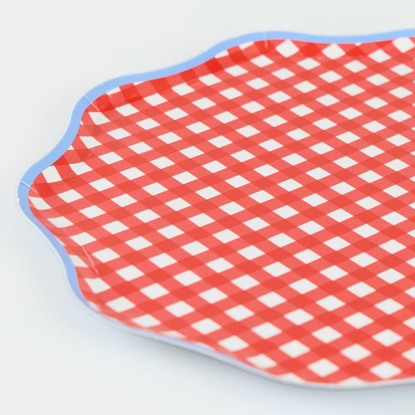 Red Gingham Side Plates (x 8)