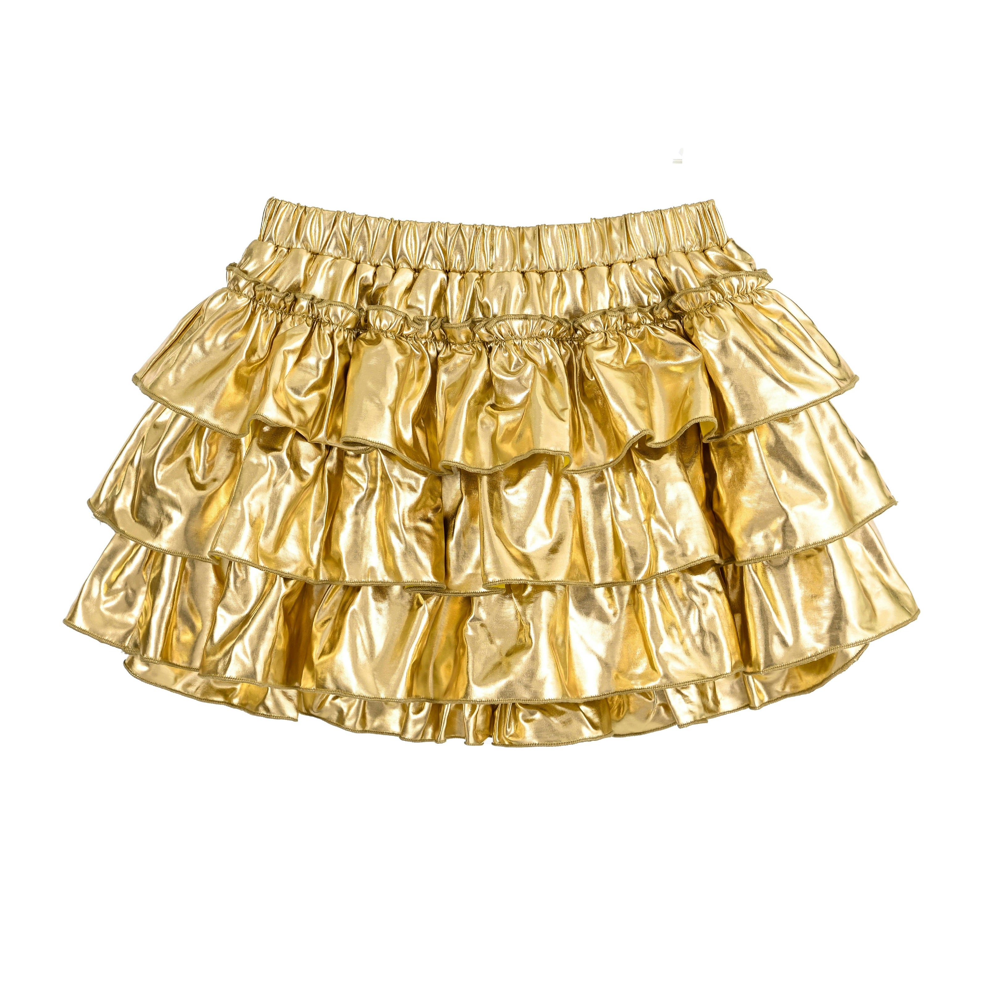 Gold Tiered Mini Skirt