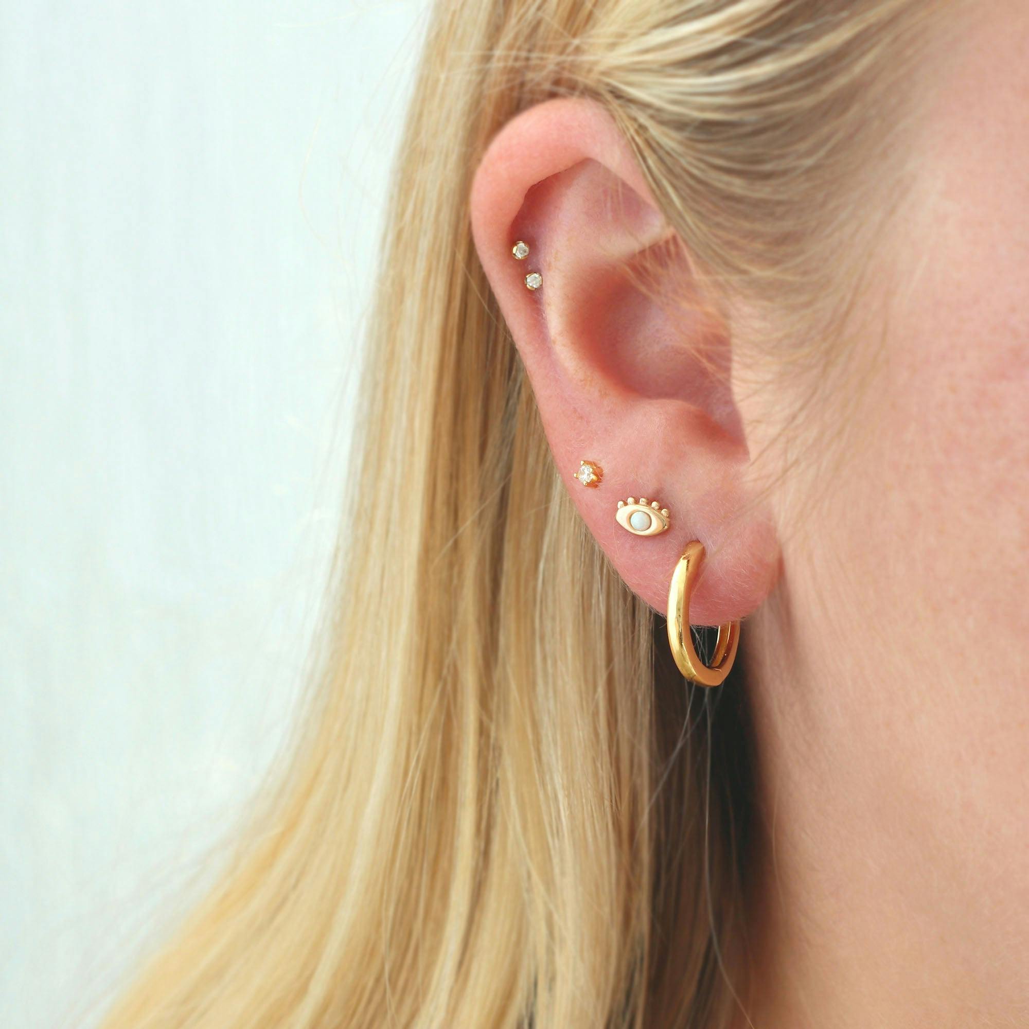 Eye with Opal Stud Earrings