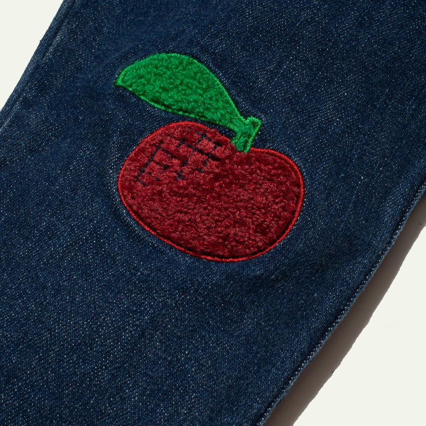 Recycled Denim Red Apple Patch Baby Pant