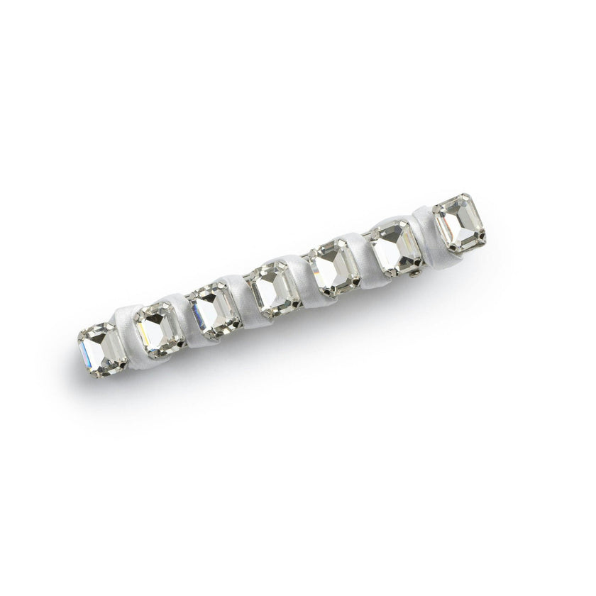 Halo Luxe Crystal Satin Clip - White