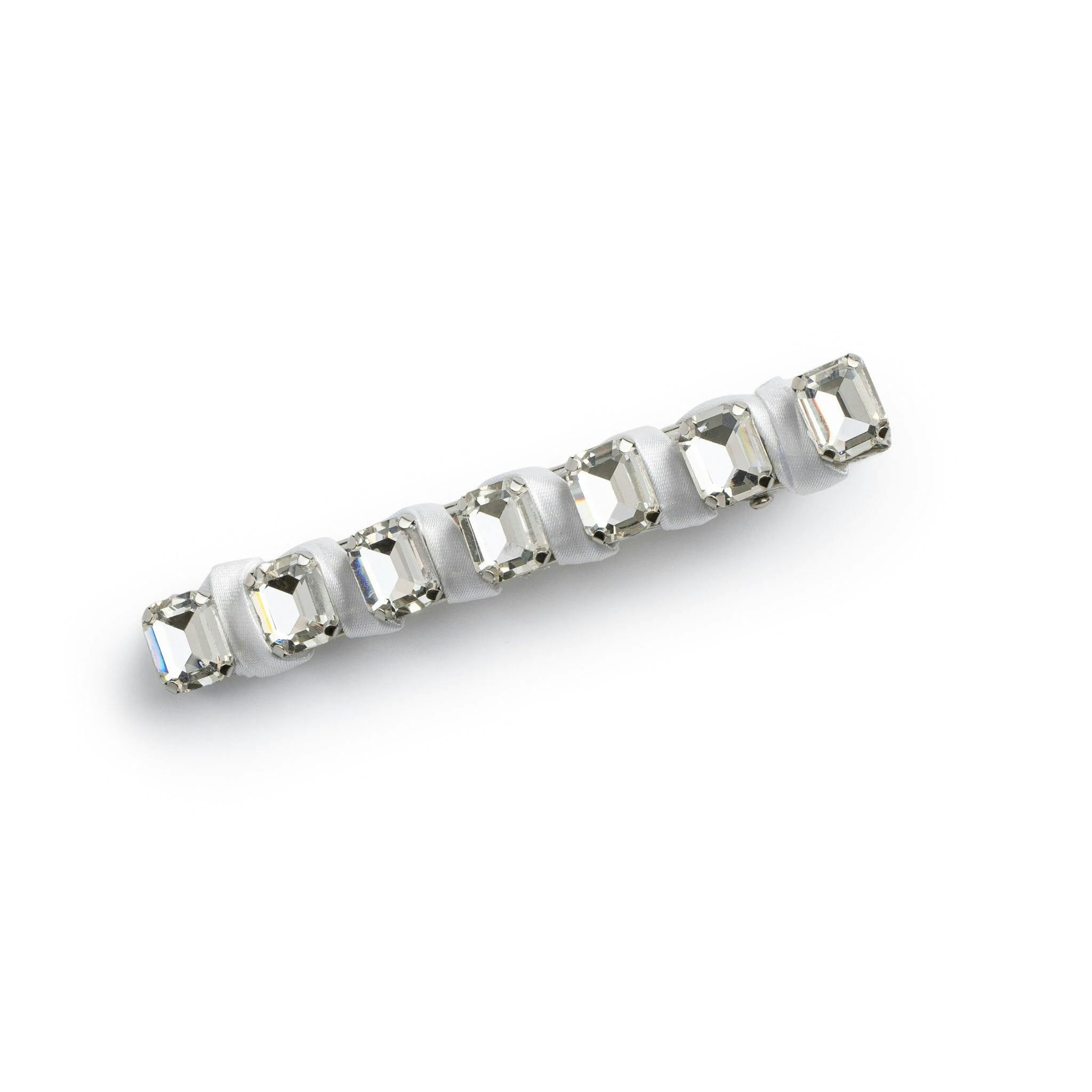 Halo Luxe Crystal Satin Clip - White