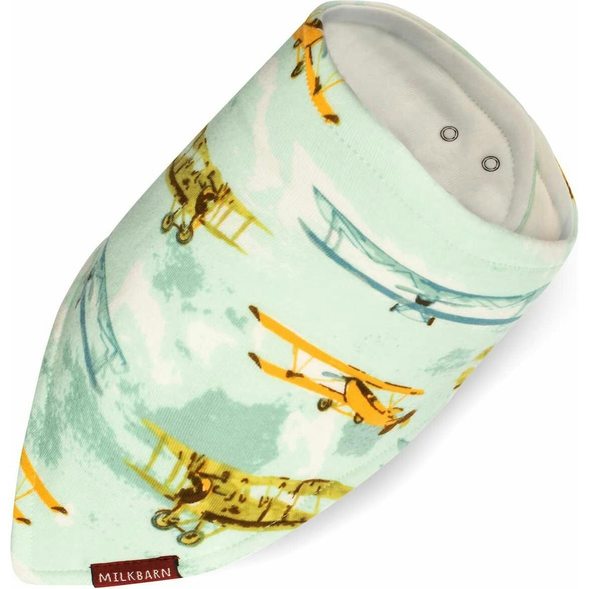 Vintage Planes Organic Cotton Three-Layer Kerchief Bib