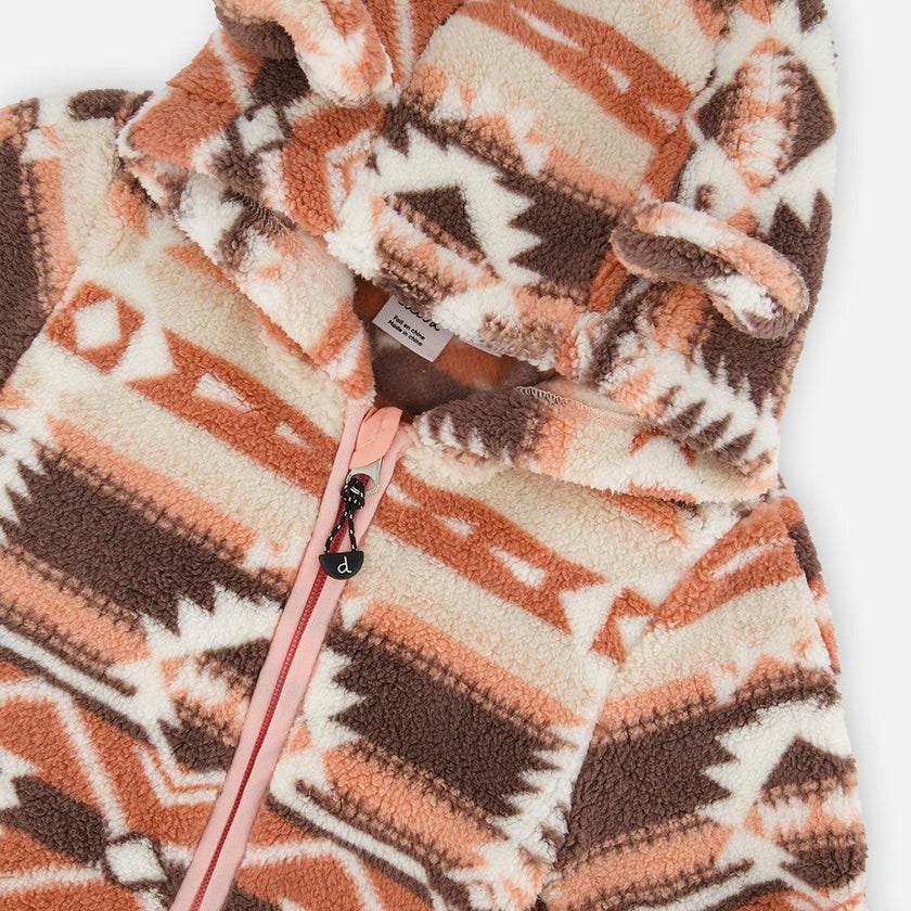 Baby Mid-Season Plush One-Piece Outerwear Aztec Pink