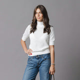Organic Diamond Stitch Mock Neck Sweater