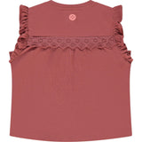 Ruffled Sleeve Eyelet Accent Top