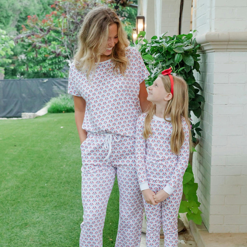 Ava Girls' Pajama Pant Set - Stars, Stripes and Bows