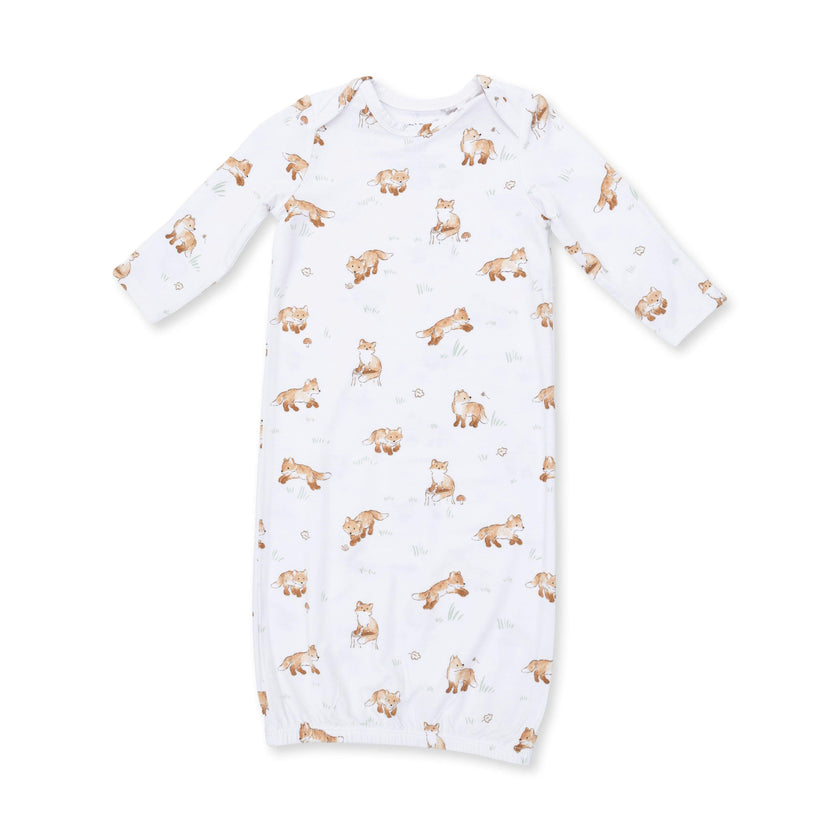 Little Explorer Fox - Lap Shoulder Gown and Knotted Hat