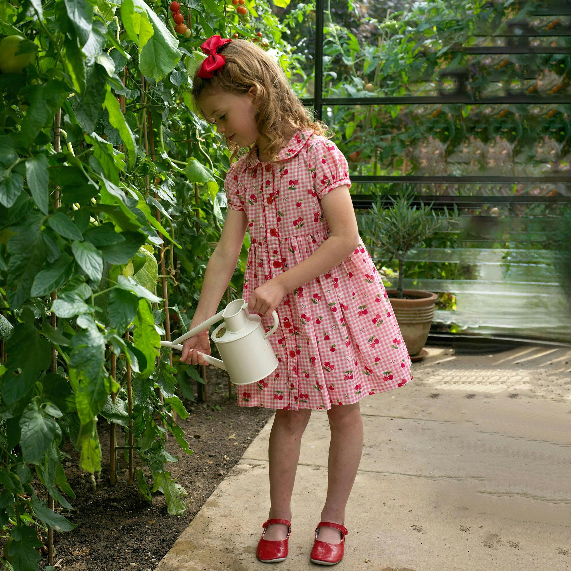 Gingham Cherry Button Front Dress