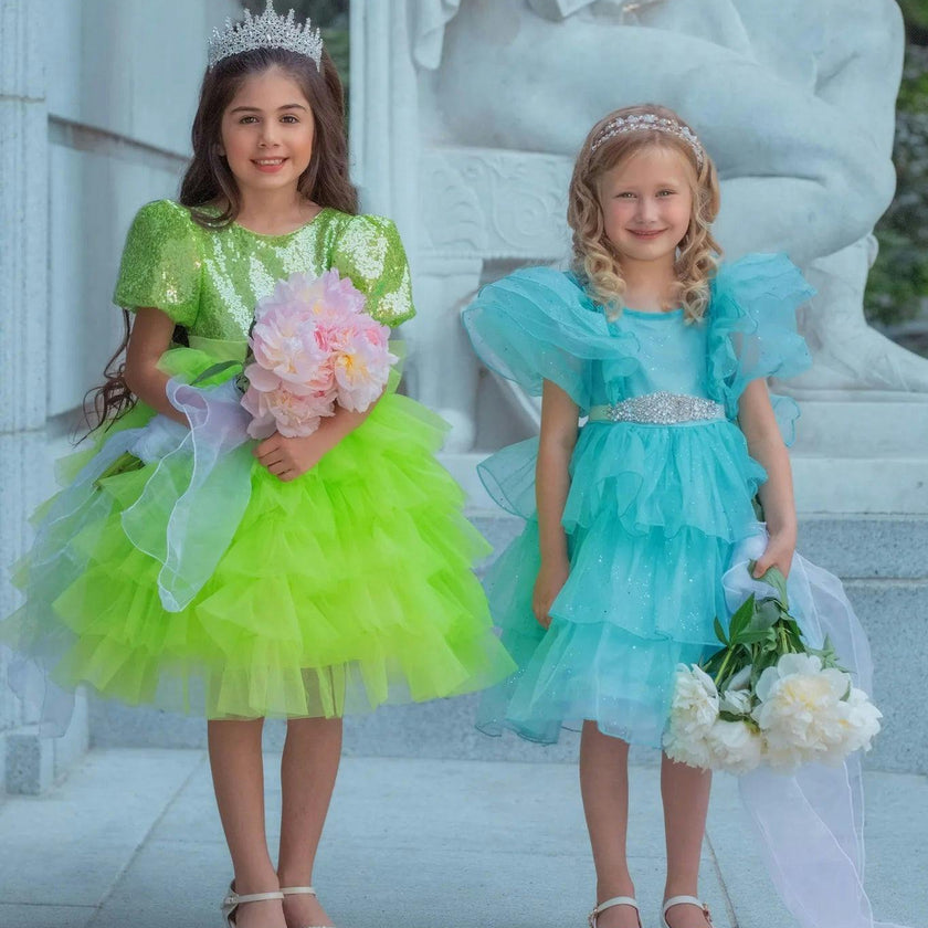 Enchanted Lime Sequin Tulle Dress