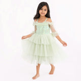 Garden Fairy Sage Green Sequin Tulle Birthday Dress for Girls