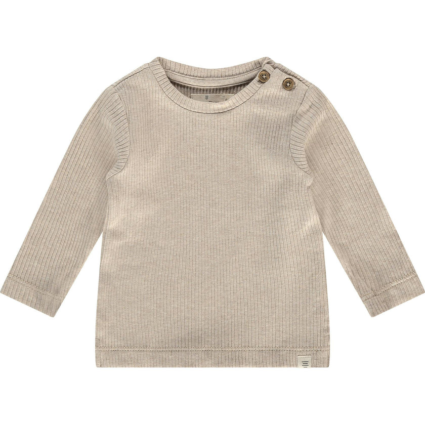 Ribbed Round Neck Long Sleeve T-Shirt