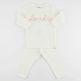 "loved" with Heart Pink Baby Rib 2pc Set