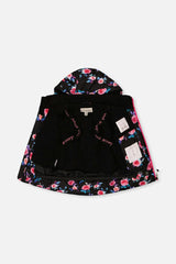Two Piece Play Snowsuit Black Rose Print With Pink Pants