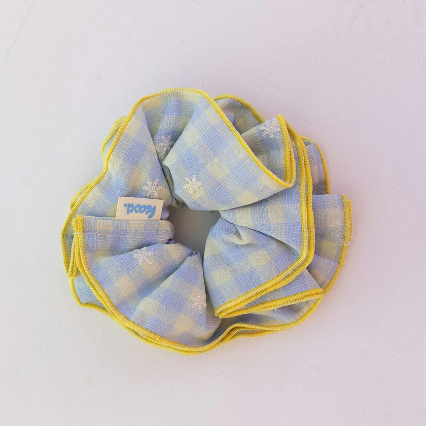 BLUE PLAID CORSET SCRUNCHIE