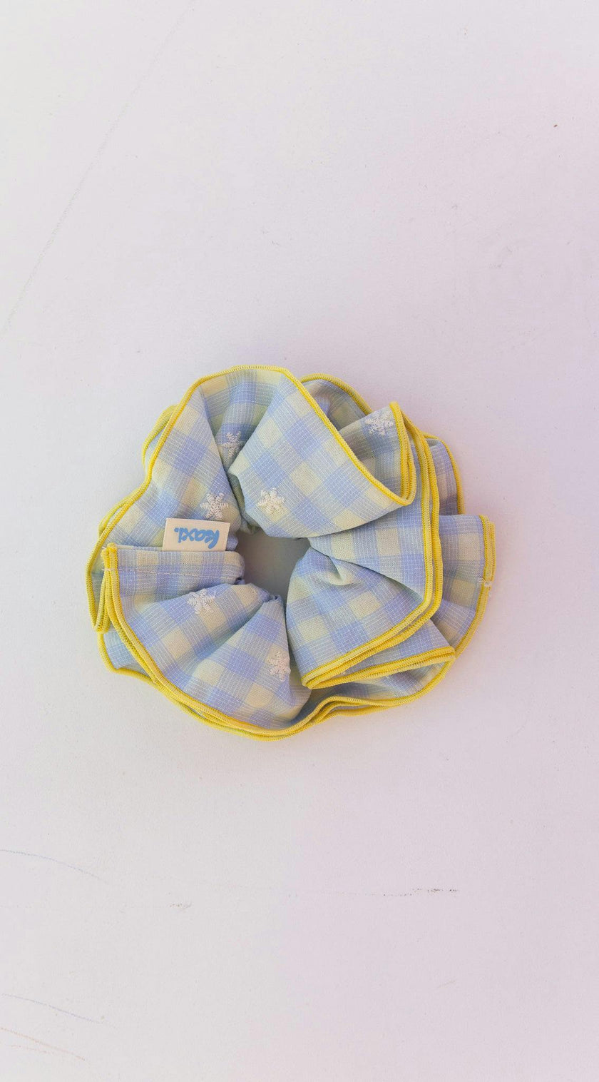 BLUE PLAID CORSET SCRUNCHIE