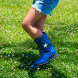 Jr Star Blue Metallic Child Boots