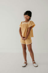 Girls Embroidery Shorts in Golden Sunshine