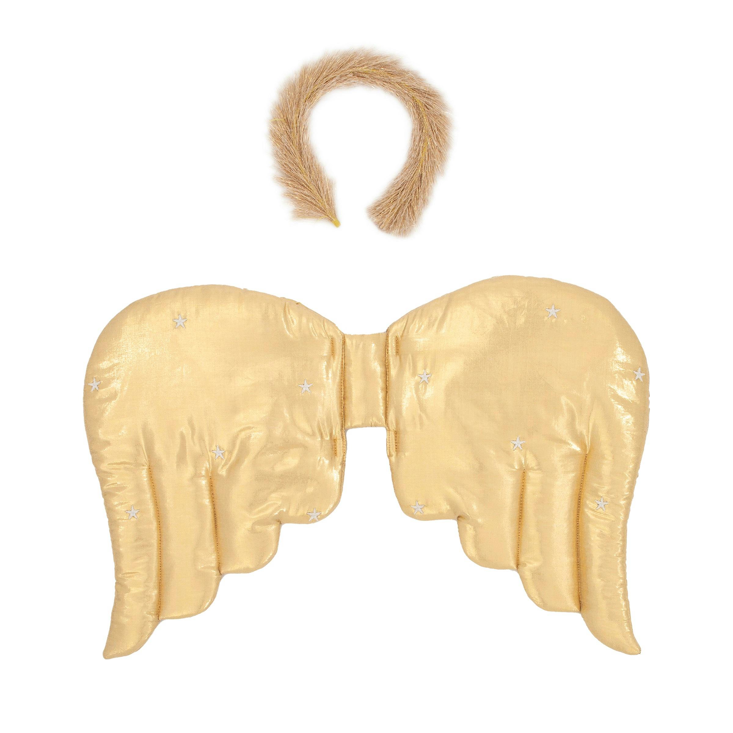 Gold Quilted Angel Wings & Crown