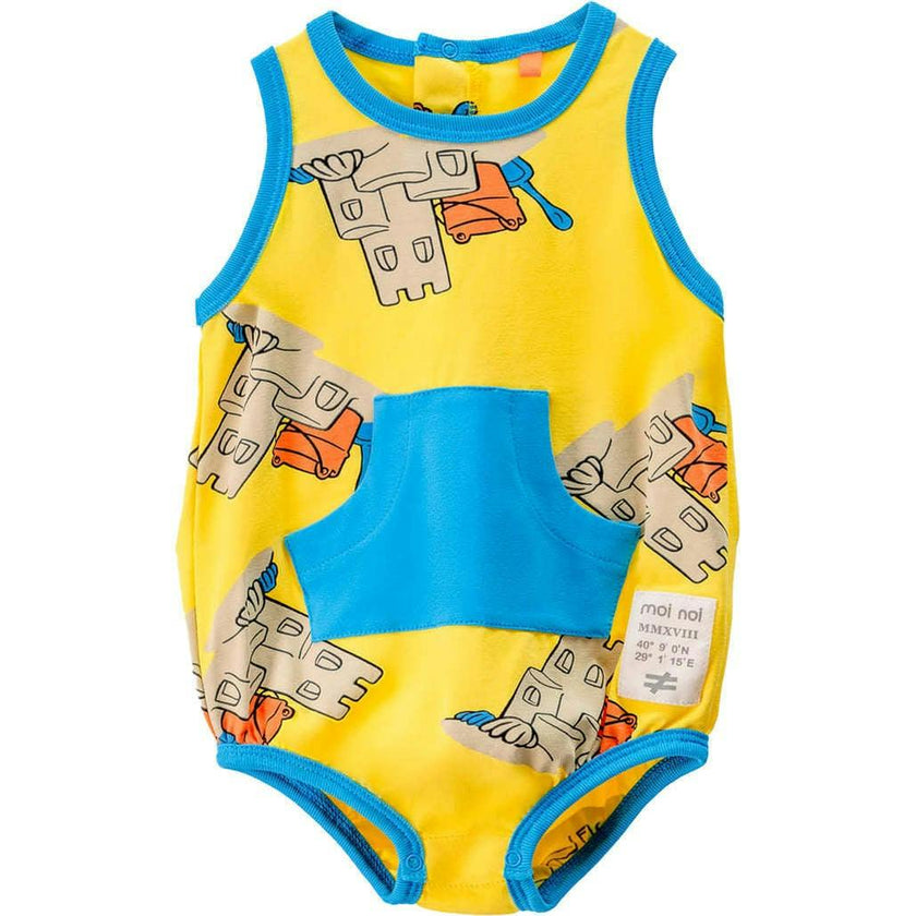 Sand Castle Print Sleeveless Babysuit