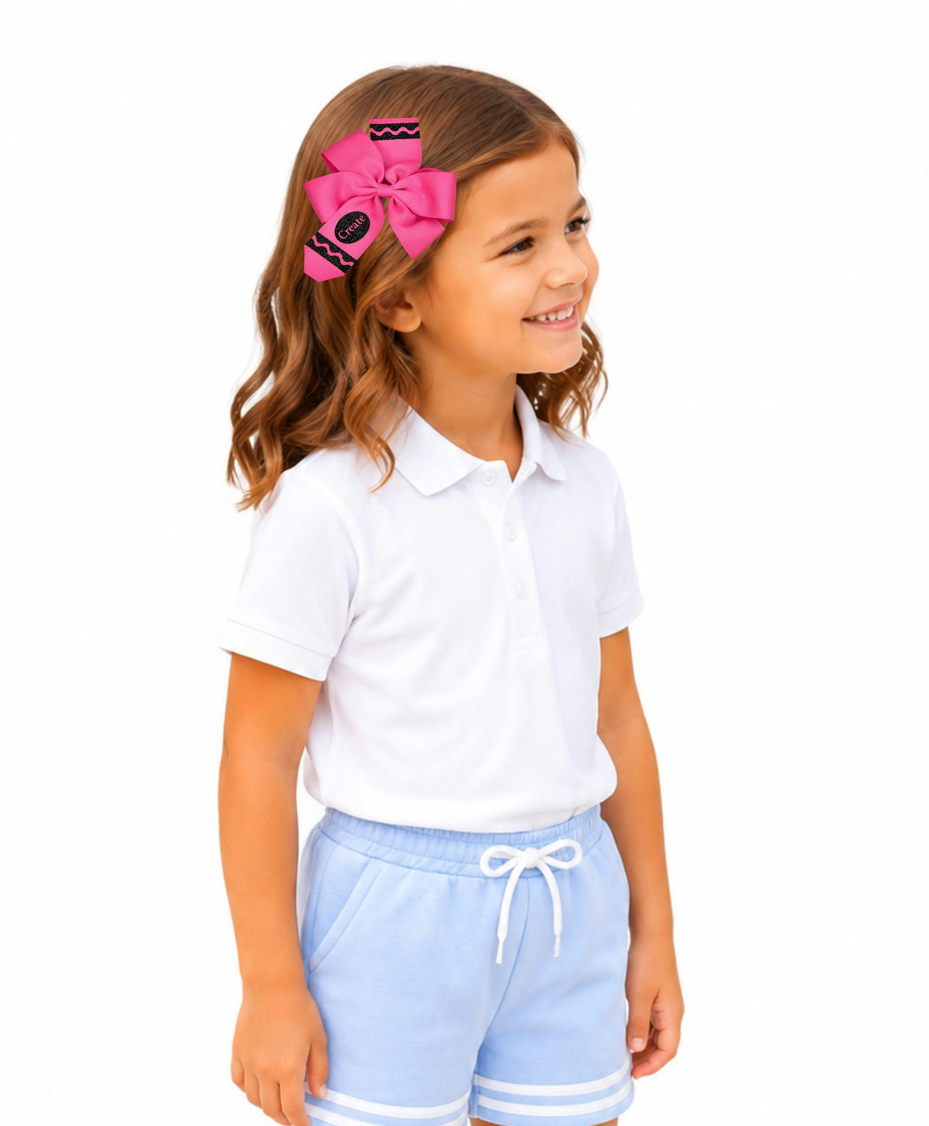 Crayon Back-to-School Hair Bow