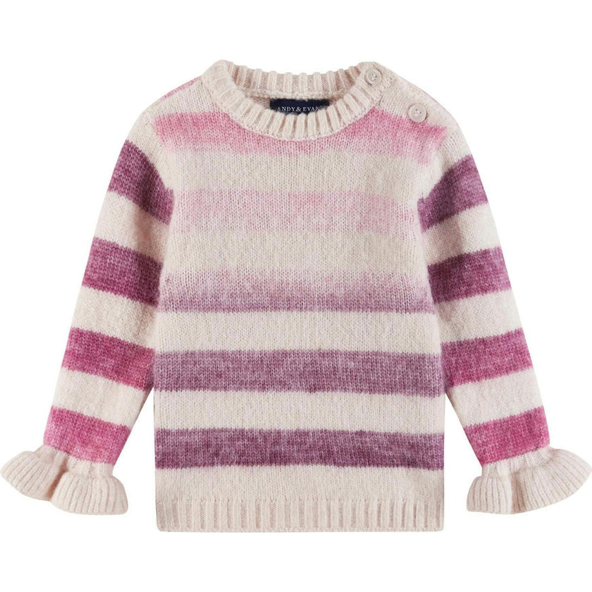 Infant Oatmeal/purple Ombre Striped Sweater & Legging Set