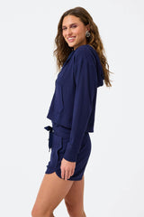 Womens Rib Crop Hoodie