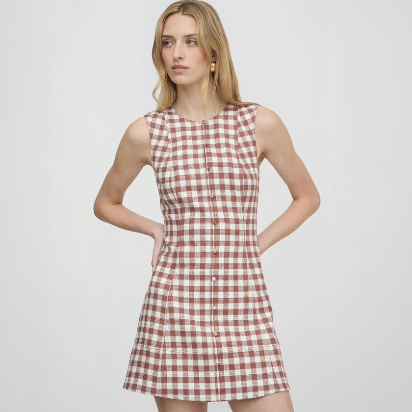The Angie Dress - Cognac Gingham