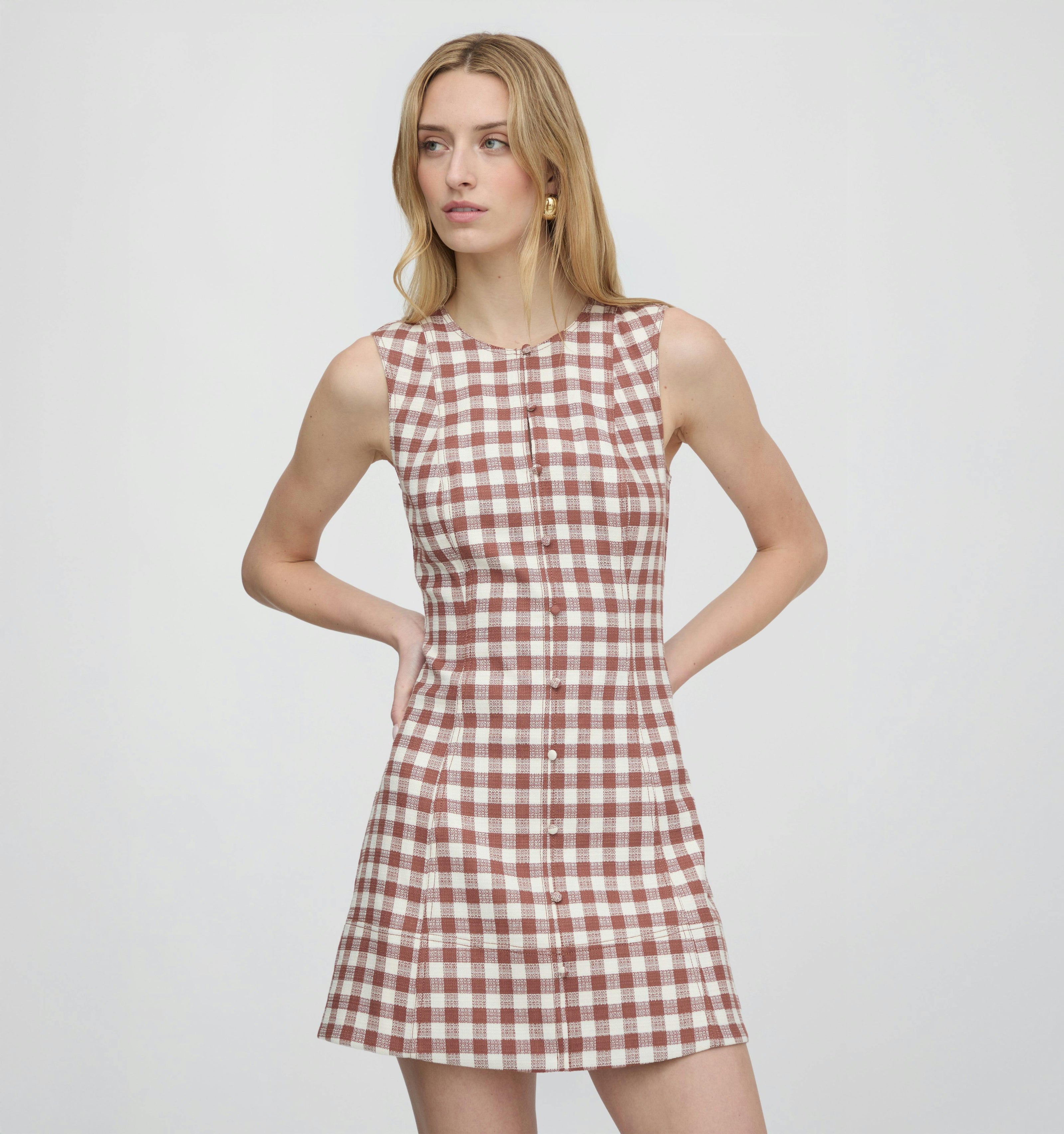 The Angie Dress - Cognac Gingham