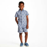 Boys Short Sleeve Cabana Set | Navy Stripe Shark