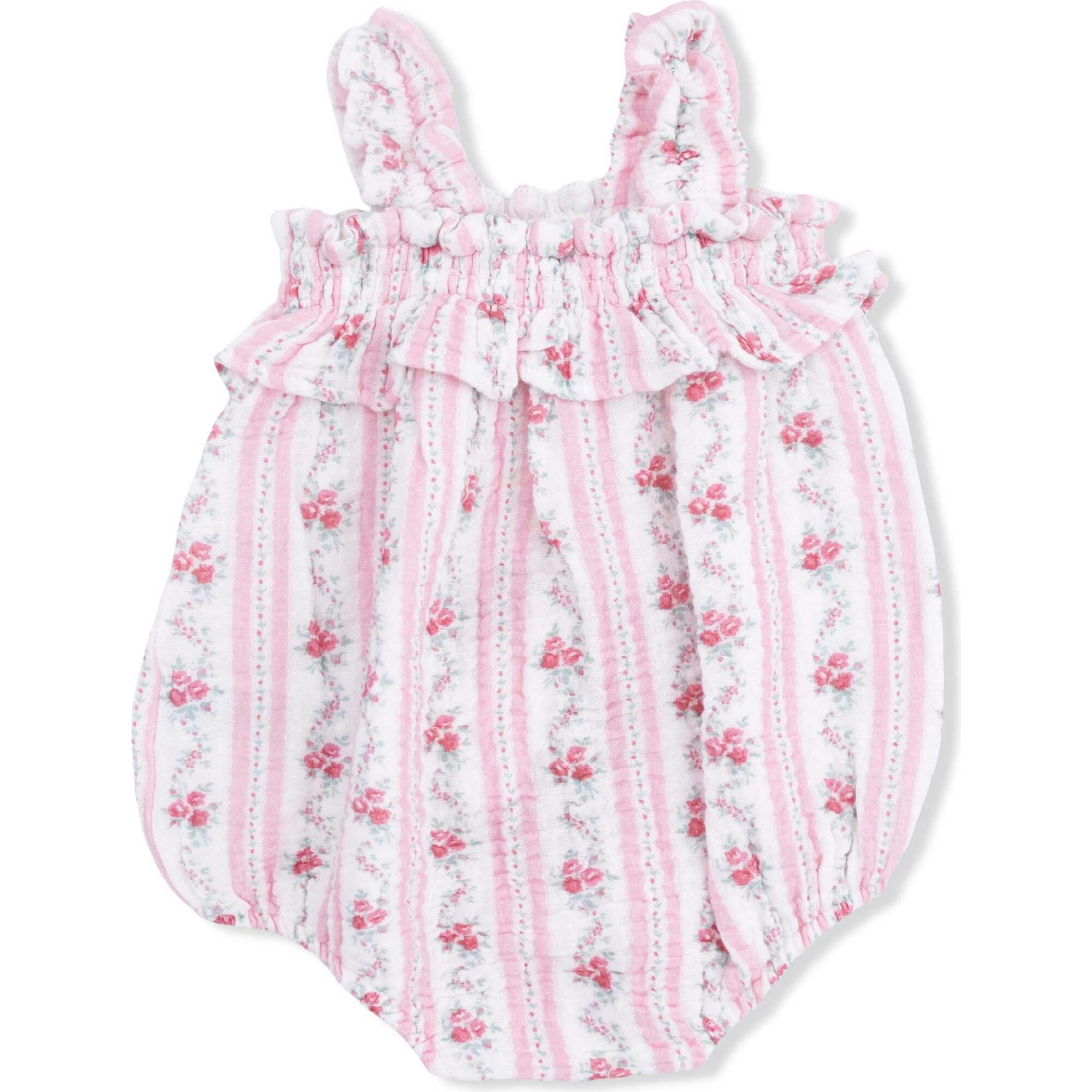 Winding Roses Stripe - Ruffly Strap Bubble