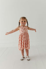 Girls Henley Tank Dress in Cherries