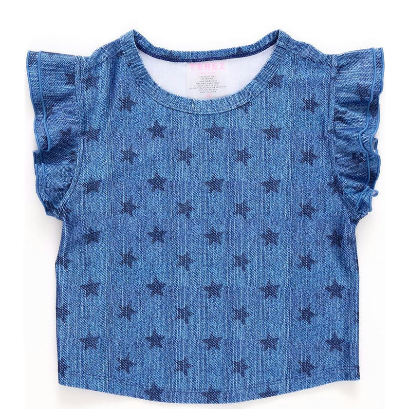 Girls Hi-Shine Ruffle Crop Top