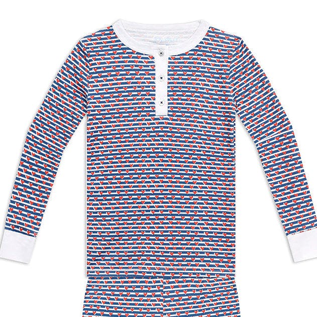 Sailor Hearts Two Piece Kids Henley Pajamas