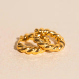 Rope Chunky Rounded Huggie Hoop Earrings