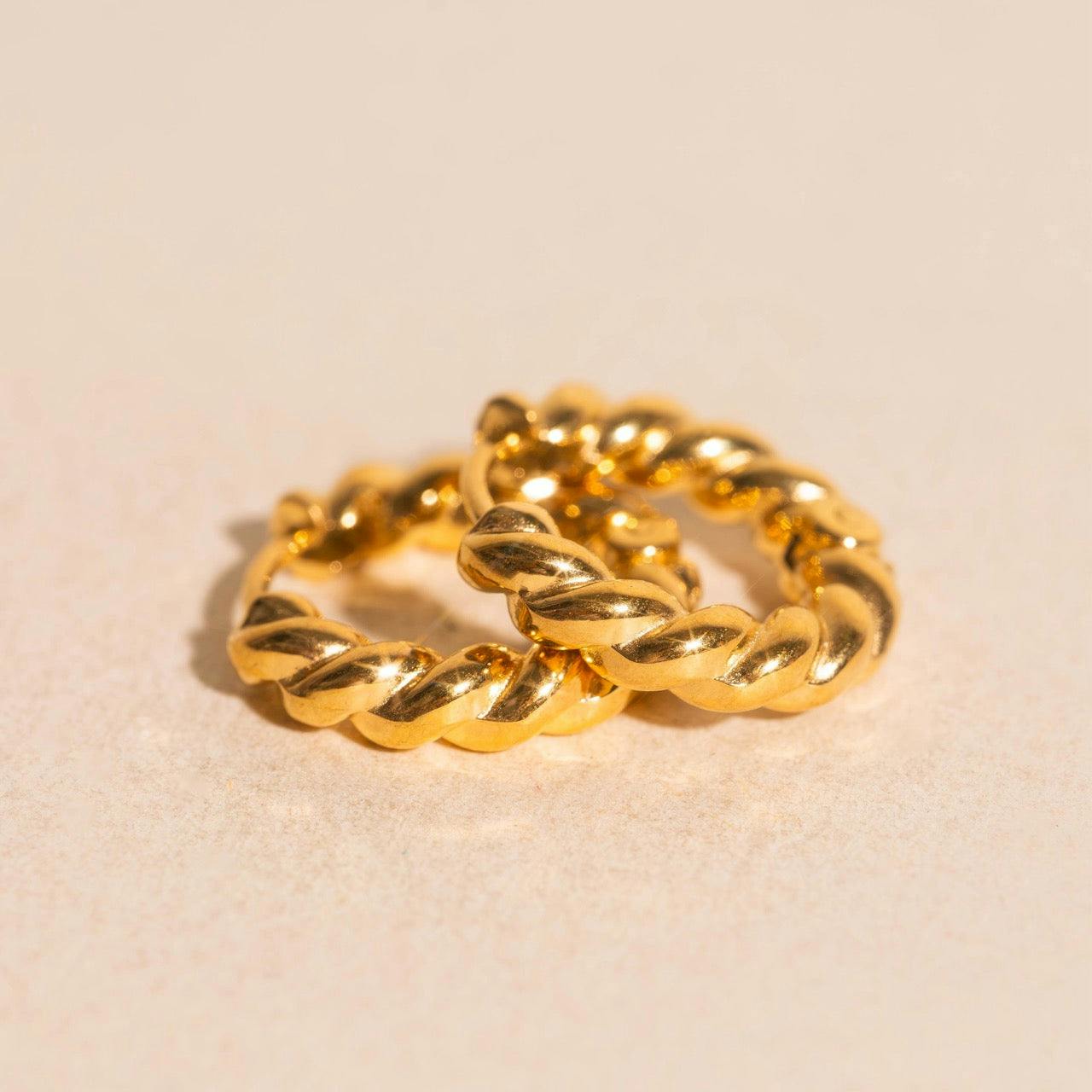 Rope Chunky Rounded Huggie Hoop Earrings