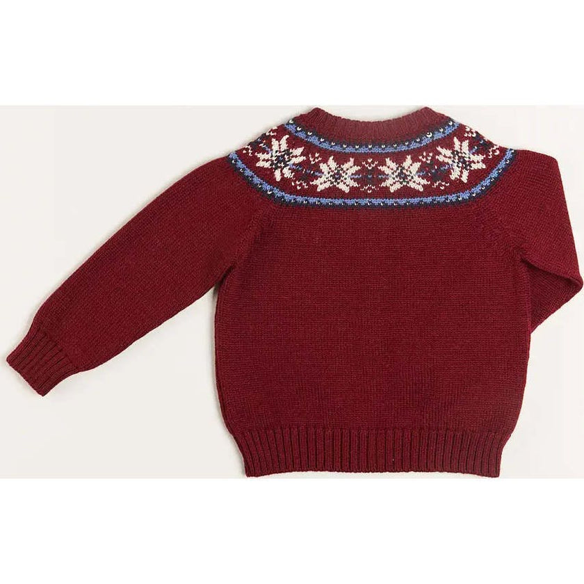 Fair Isle Cardigan in Burgundy (12mths-10yrs)