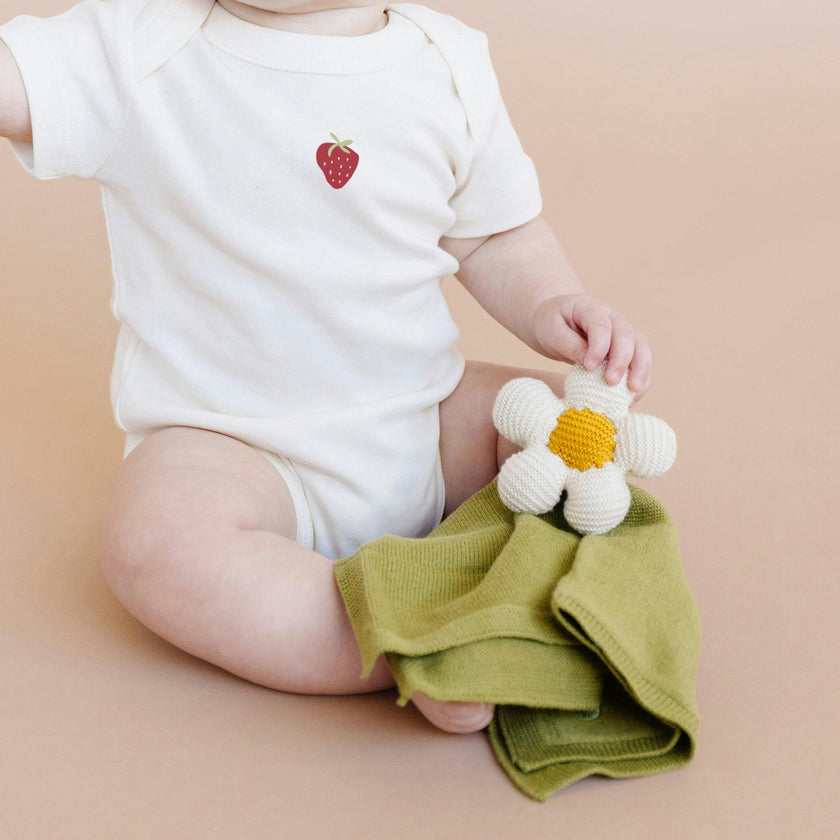 Swaddle Onesie and Teether Set - Strawberry