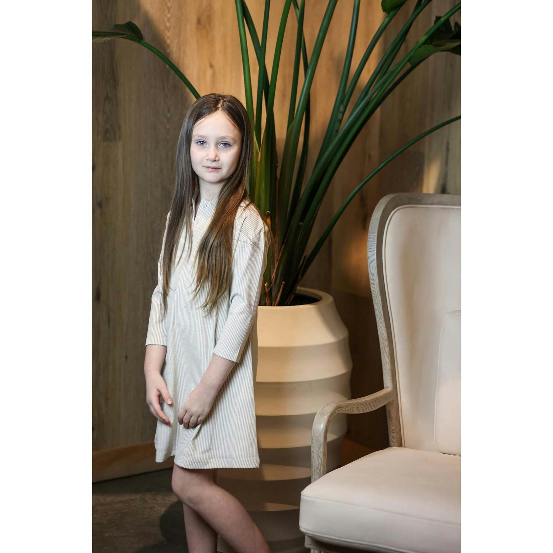 Seersucker 3/4 Sleeve Dress