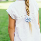 girls white embroidered cap sleeve top and short set