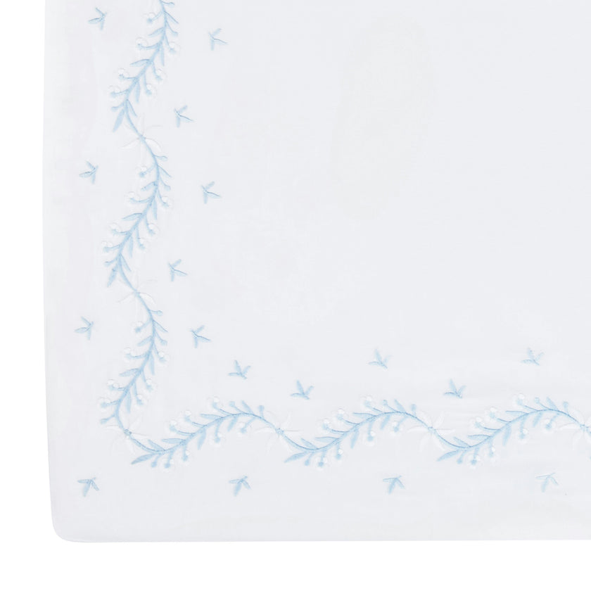 Embroidered Crib Sheet - Sky