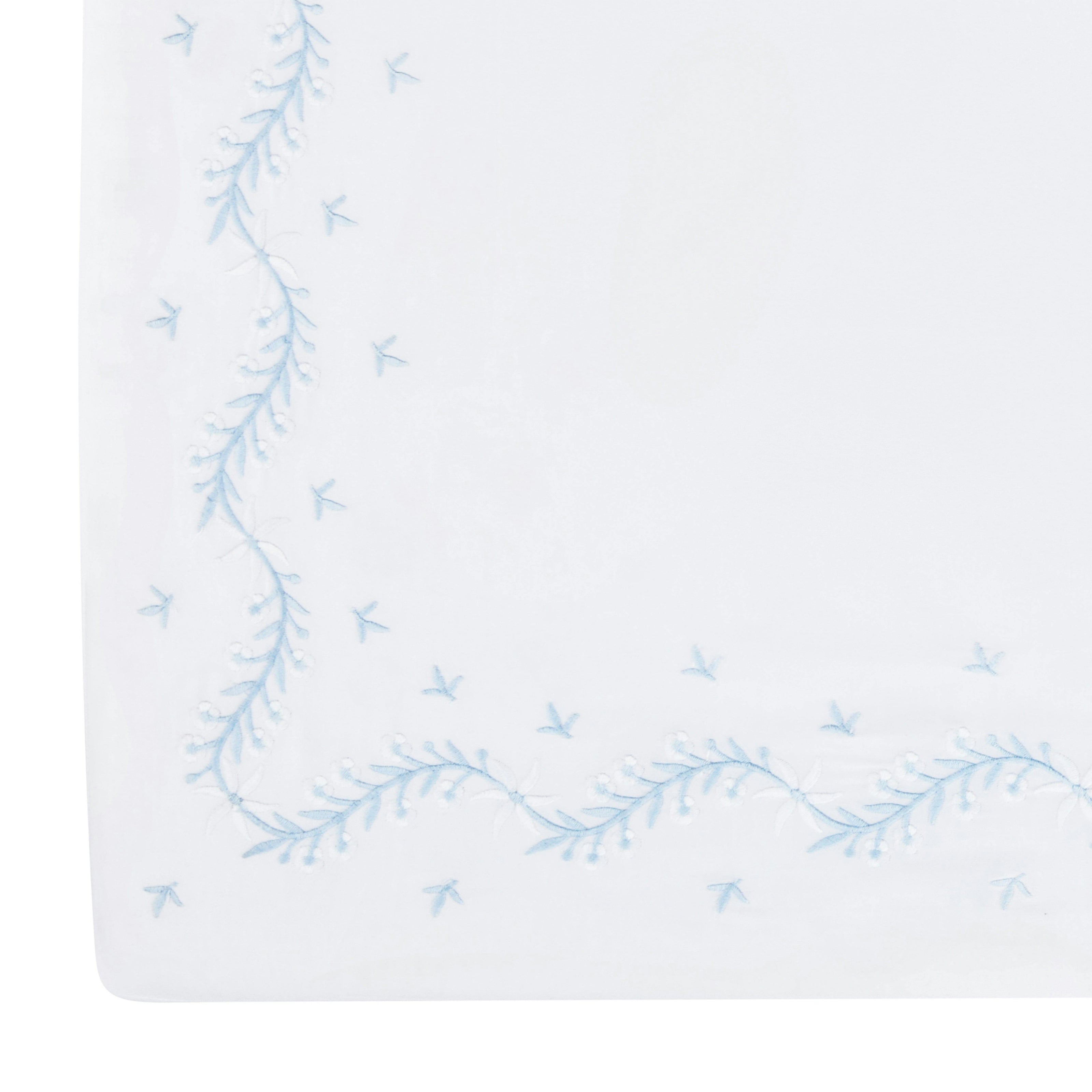 Embroidered Crib Sheet - Sky