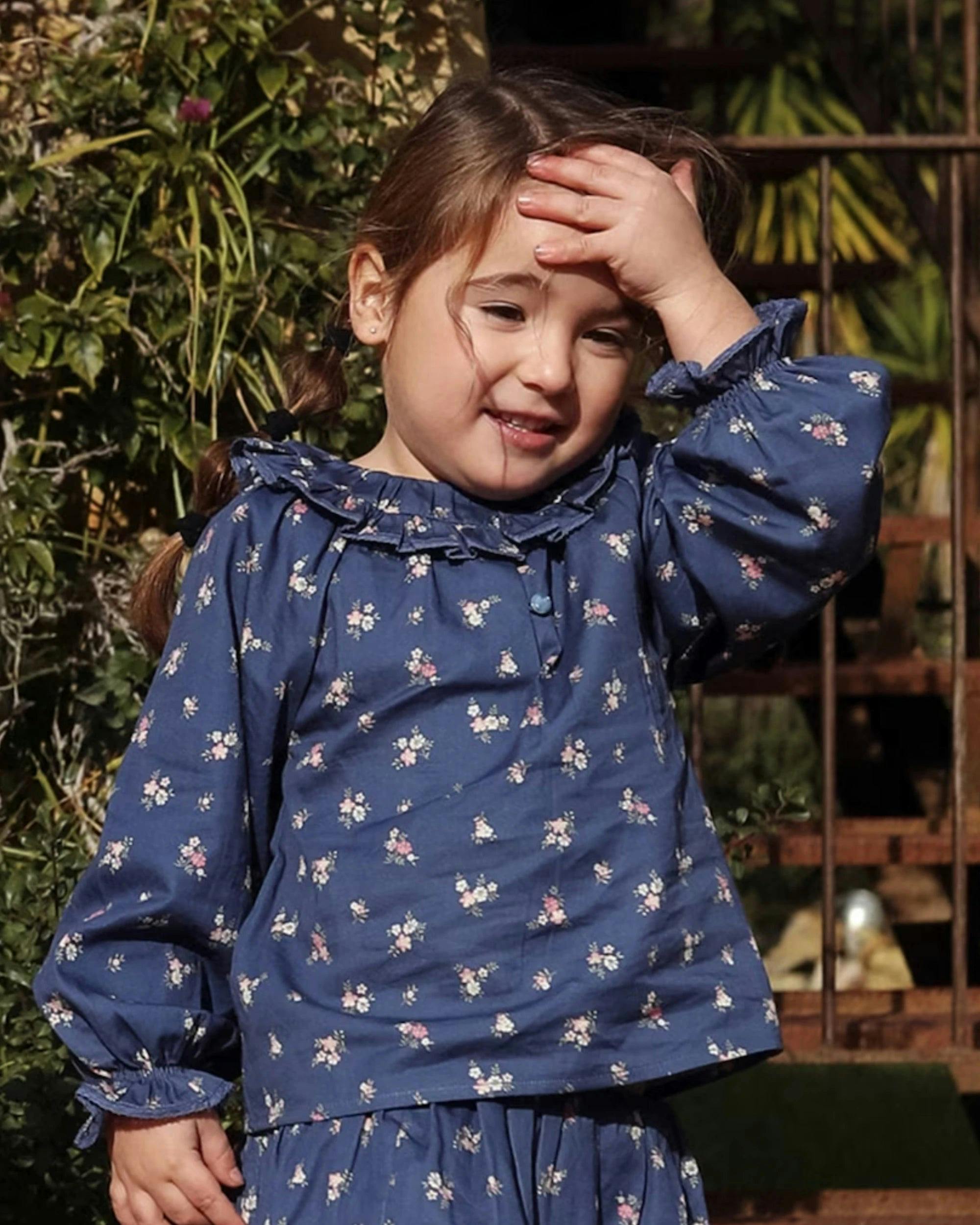 Cécile Blouse - Ditsy Bouquet Navy