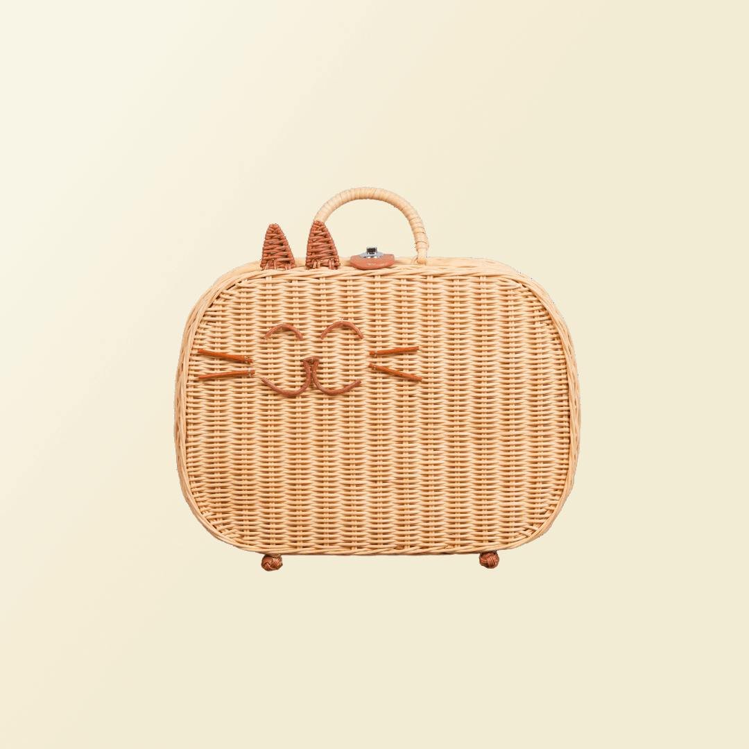 Handcrafted - Kitty Kids Suitcase - Rattan Wicker