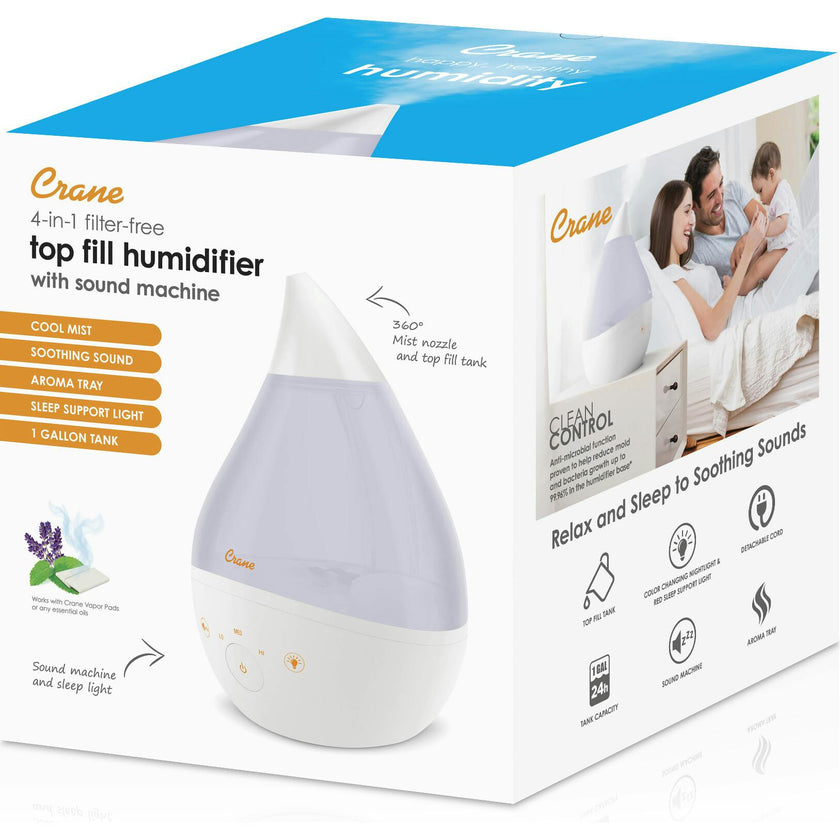 4 in 1 Top Fill 1 Gallon Cool Mist Humidifier Sound Machine