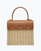 Medium Insulated Hand-Woven Wicker Lunchbox, Natural & Brown
