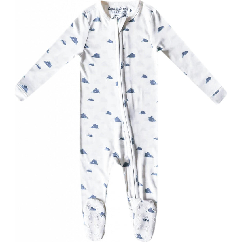 Dream Print 2-Way Zip-Up Footie, White