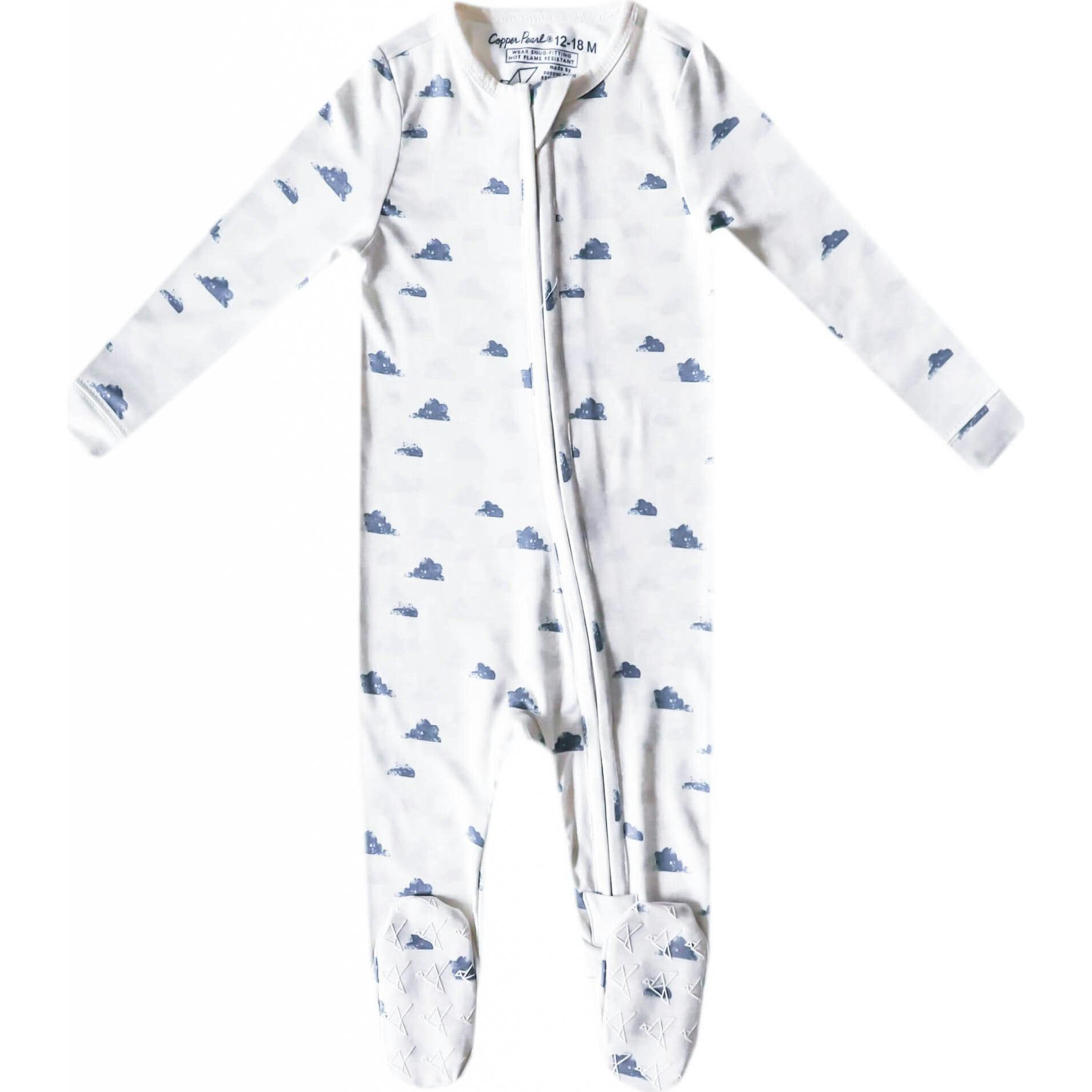 Dream Print 2-Way Zip-Up Footie, White